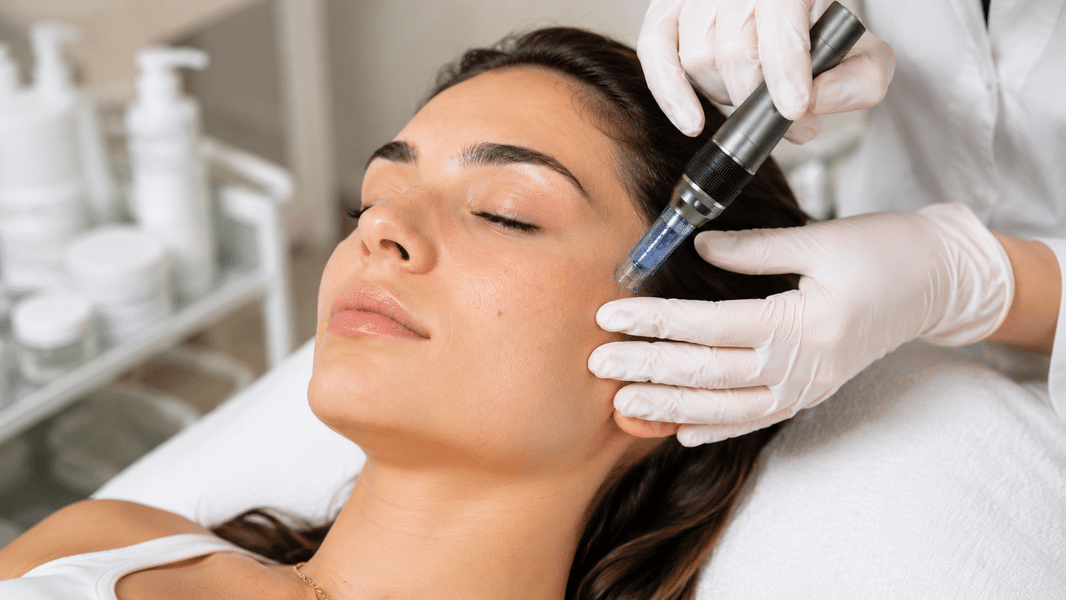 Especialista realiza un tratamiento Dermapen facial en una cabina estética de CDMX.