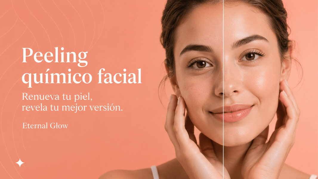 Comparación visual de la piel antes y después asociada a un tratamiento de peeling químico facial.